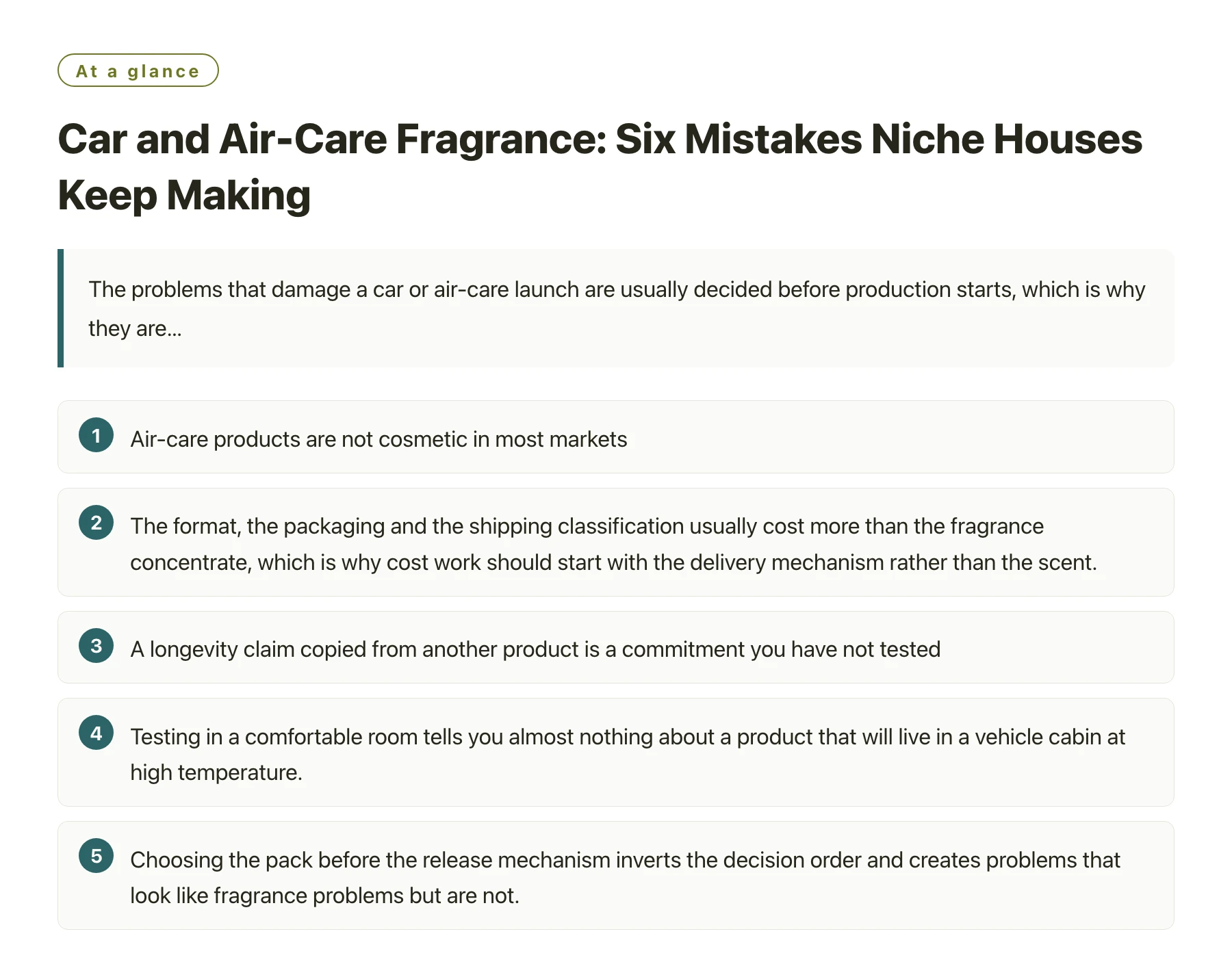 Car and Air-Care Fragrance: Six Mistakes Niche Houses Keep Making——全文要点速览